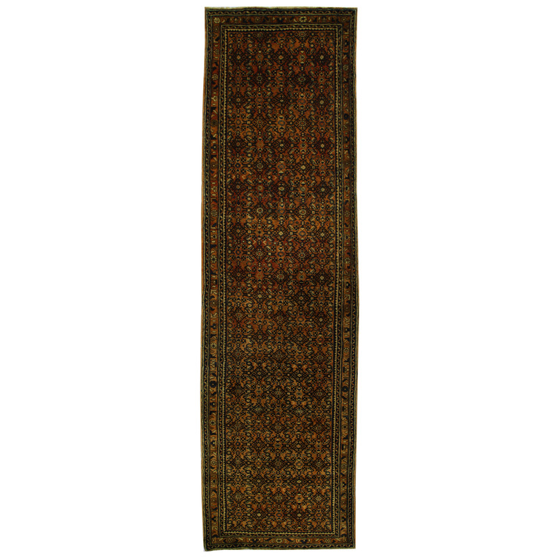 Persian Hand-knotted Tribal Hamadan Wool Runner (3'7 x 14')