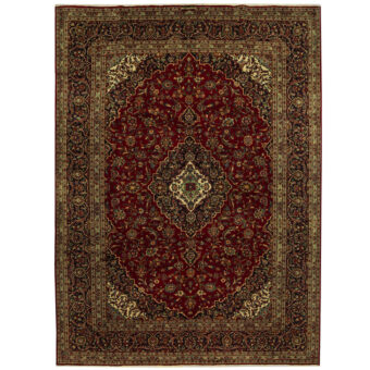 Persian Hand-knotted Kashan Wool Rug (9'9 x 13'2)