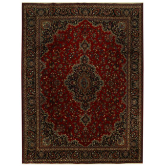 Persian Hand-knotted Mashad Wool Rug (9'7 x 12'9)