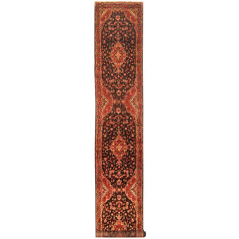 Persian Hand-Knotted Tribal Hamadan Wool Runner (2'10 x 17'2)