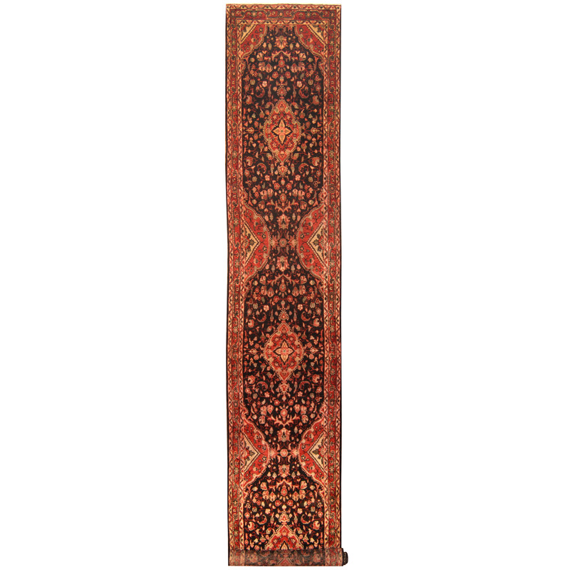 Persian Hand-Knotted Tribal Hamadan Wool Runner (2'10 x 17'2)