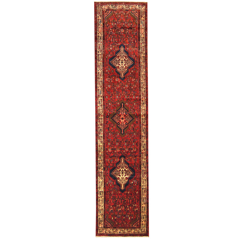 Persian Hand-Knotted Tribal Hamadan Wool Runner (2'10 x 12'6)