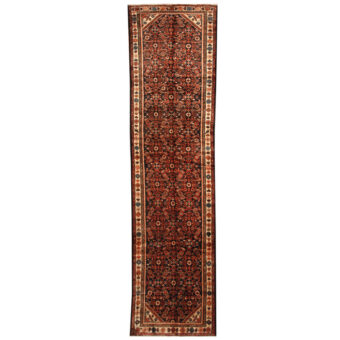 Persian Hand-Knotted Tribal Hamadan Wool Runner (3'5 x 13'8)