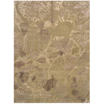 Indo Hand-knotted Erased Wool & Silk Rug (9' x 12')
