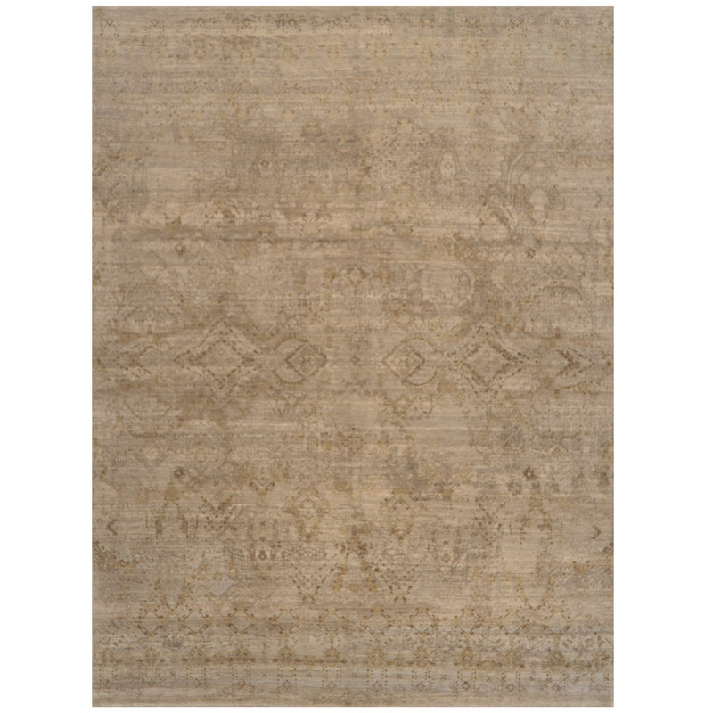 Indo Hand-knotted Erased Wool & Silk Rug (9' x 12')