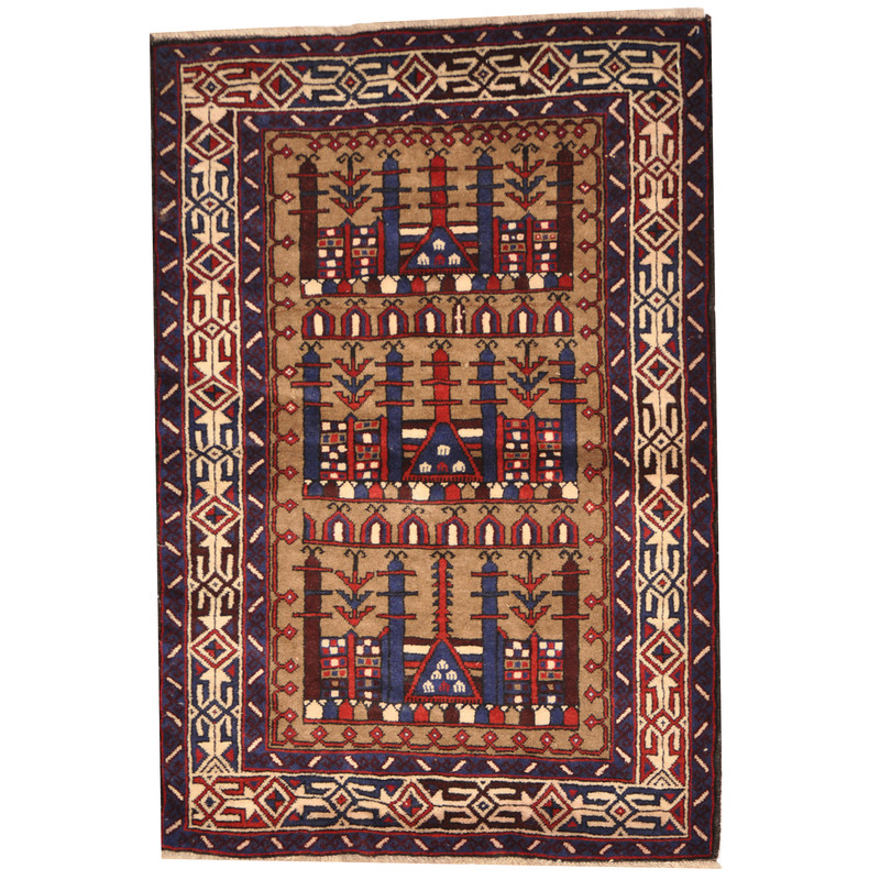 Afghan Hand-knotted Tribal Balouchi Wool Rug (2'10 x 4'3)