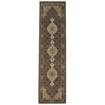 Indo Hand-knotted Tabriz Wool & Silk Runner (2'8 x 10'2)