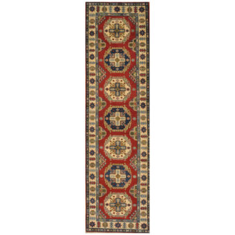 Afghan Hand-knotted Kazak Wool Runner (2'7 x 9'5)