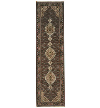 Indo Hand-knotted Tabriz Wool & Silk Runner (2'8 x 10')