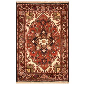 Indo Hand-knotted Tribal Heriz Wool Rug (4' x 6')