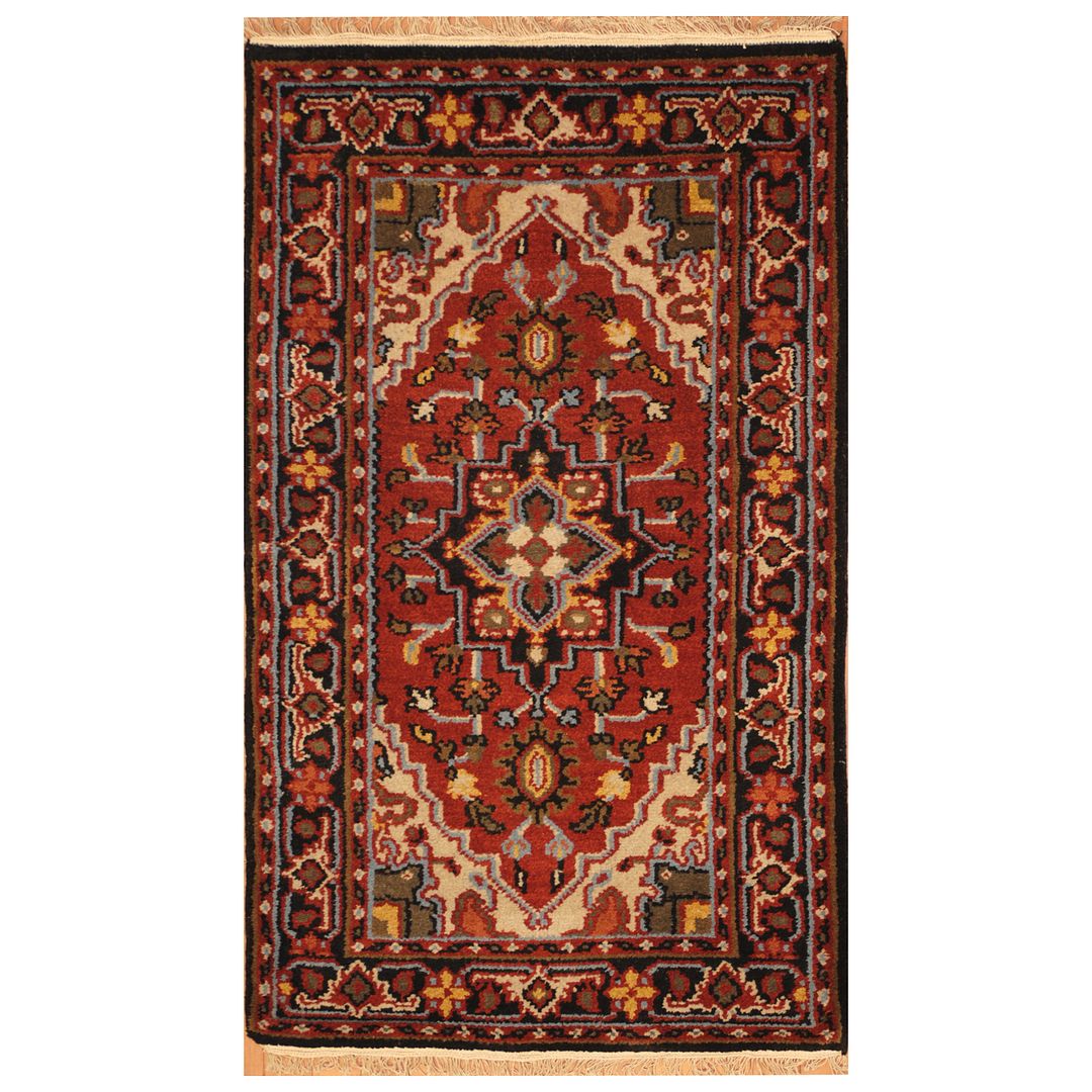 Indo Hand-knotted Tribal Heriz Wool Rug (3' x 5'2)