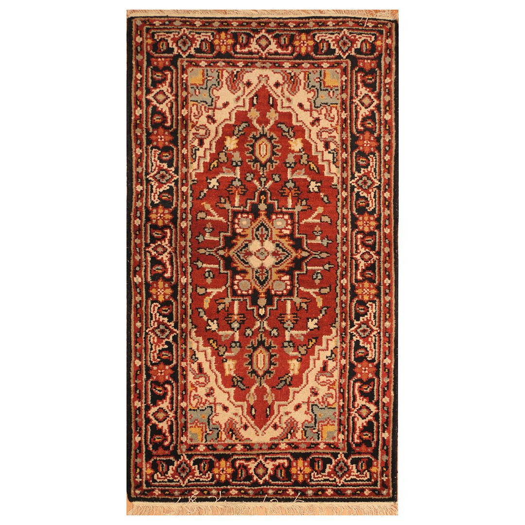Indo Hand-knotted Tribal Heriz Wool Rug (3'1 x 5'7)
