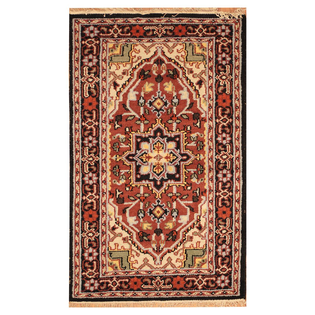 Indo Hand-knotted Tribal Heriz Wool Rug (3'2 x 5')
