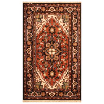 Indo Hand-knotted Tribal Heriz Wool Rug (3' x 5')