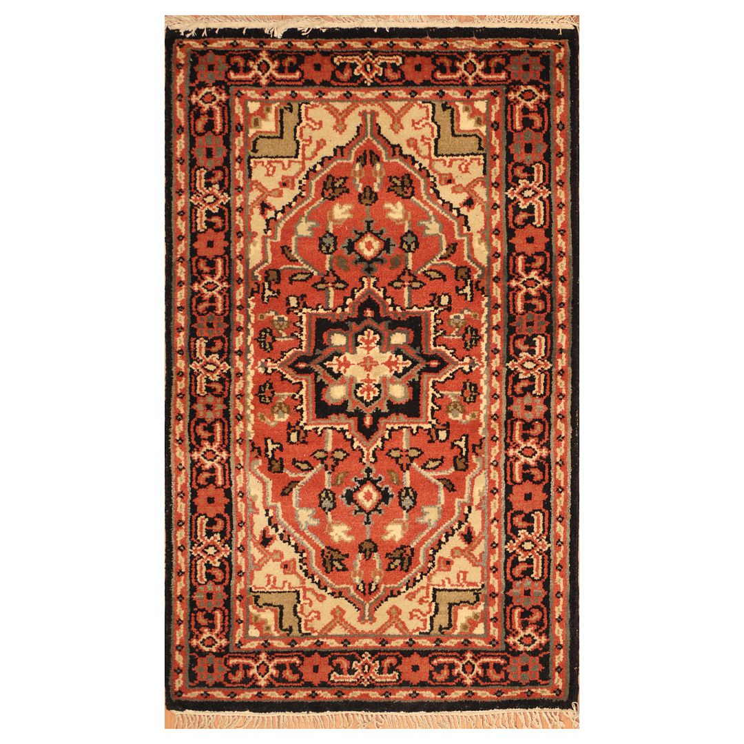 Indo Hand-knotted Tribal Heriz Wool Rug (3'1 x 5')