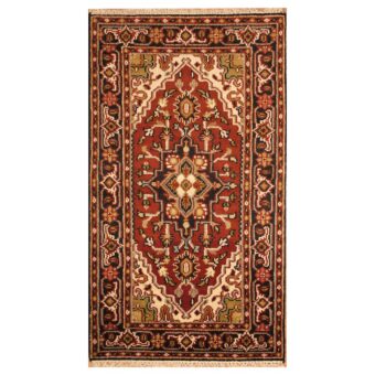 Indo Hand-knotted Tribal Heriz Wool Rug (3' x 5'1)