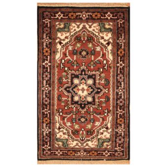Indo Hand-knotted Tribal Heriz Wool Rug (3'2 x 5'2)