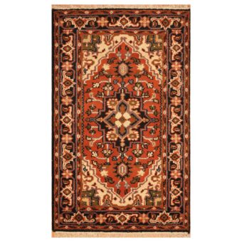 Indo Hand-knotted Tribal Heriz Wool Rug (3'1 x 5')