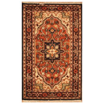 Indo Hand-knotted Tribal Heriz Wool Rug (3'1 x 5')