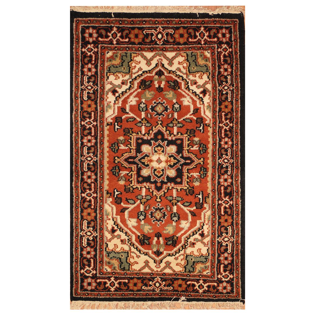 Indo Hand-knotted Tribal Heriz Wool Rug (2'10 x 5')