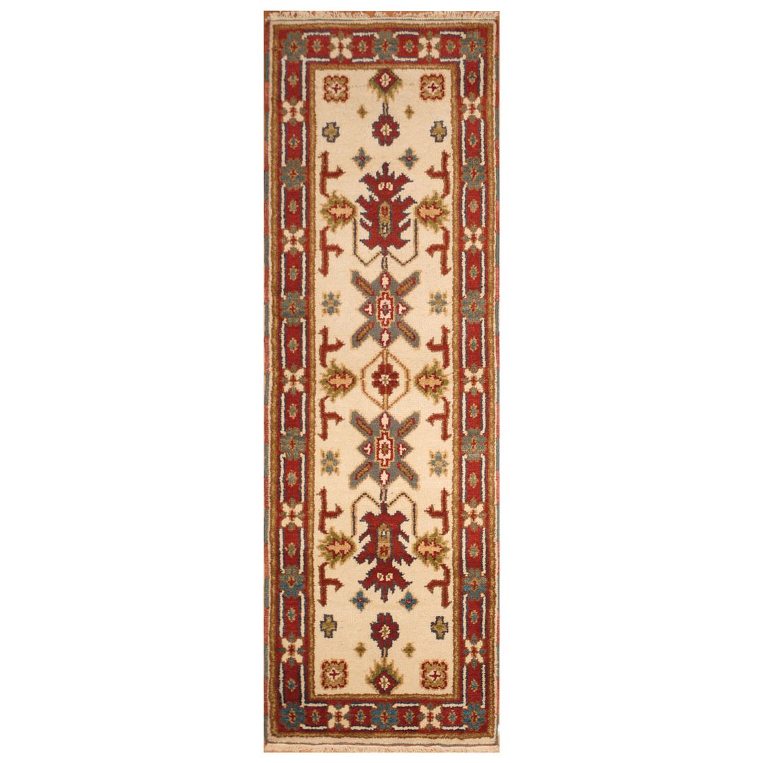 Indo Hand-knotted Kazak Wool Runner (2'1 x 6'6)