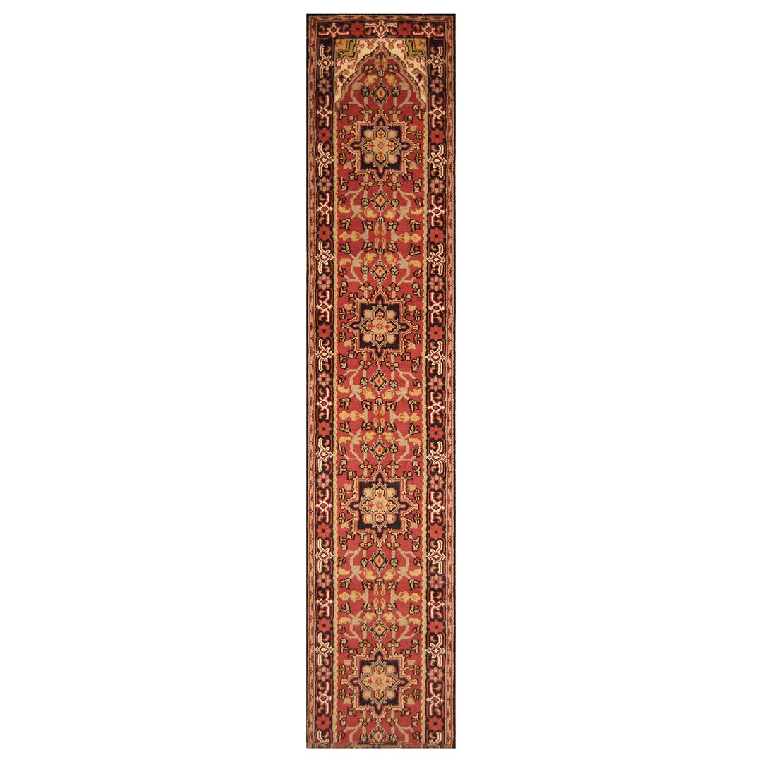 Indo Hand-knotted Heriz Wool Runner (2'6 x 20'1)