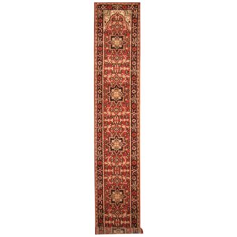 Indo Hand-knotted Heriz Wool Runner (2'6 x 18'9)