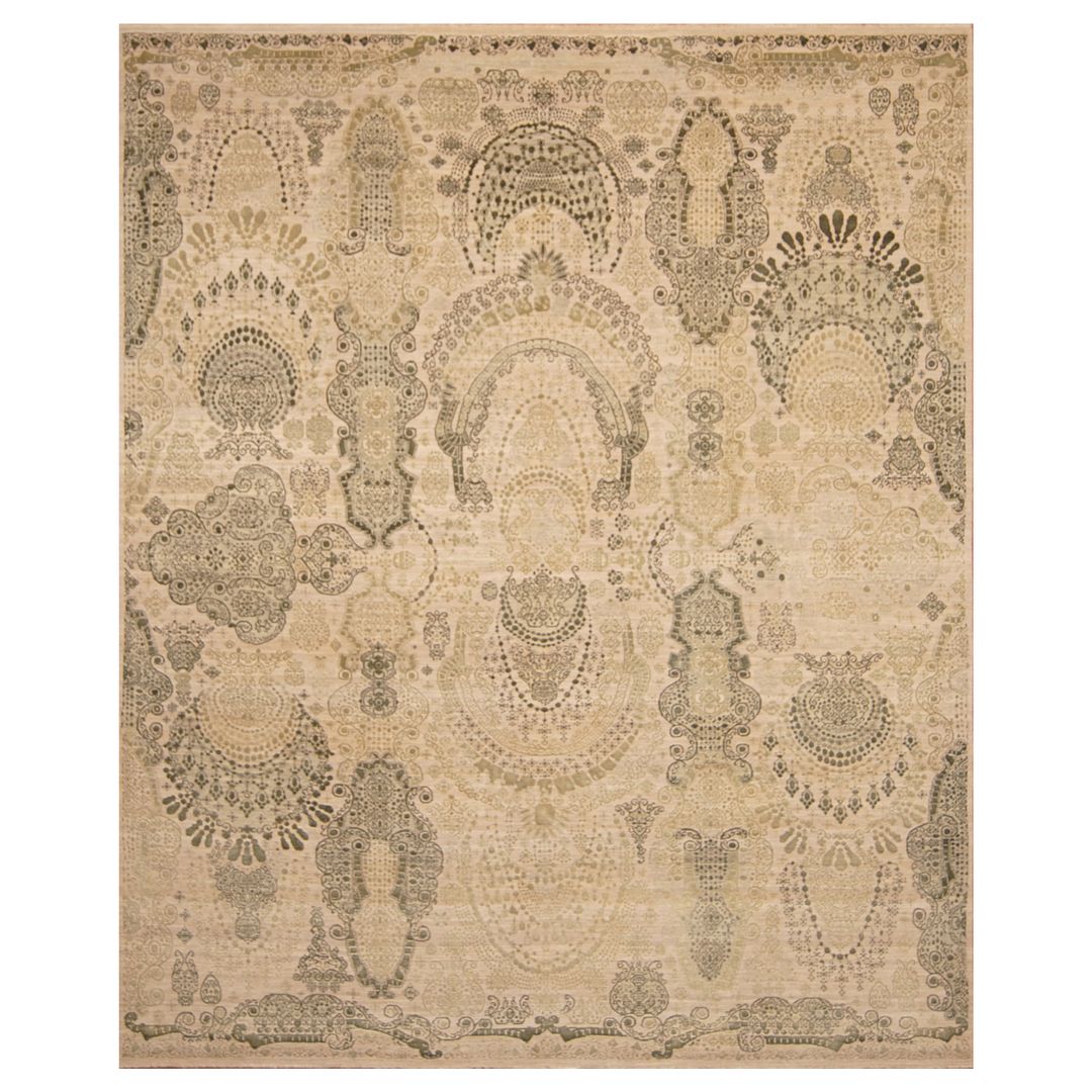 Indo Hand-knotted Erased Wool Rug (8' x 9'9)