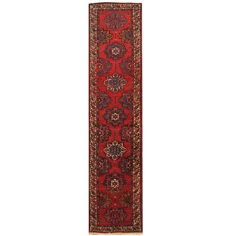 Persian Hand-knotted 1940's Semi-antique Karaja Wool Runner (3'4 x 13'7)