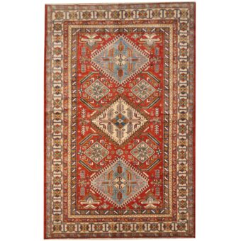 Afghan Hand-knotted Kazak Wool Rug (5' x 7'9)