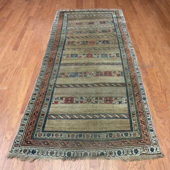 1860s Antique Handmade Persian Bakhshayeah Wool Rug (4'3" x 10'2")