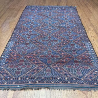 1880s Antique Handmade Turkoman Bashiri Wool Rug (6'4" x 12')