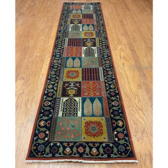 HERAT ORIENTAL Hand-knotted Indo Bakhtiari Panel Design Wool Runner (2'7 x 12')