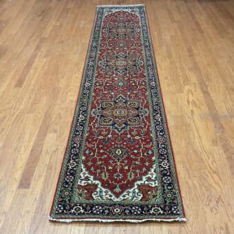 HERAT ORIENTAL Hand-knotted Indo Serapi Wool Runner (2'6 x 12')