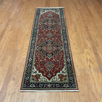 HERAT ORIENTAL Hand-knotted Indo Serapi Wool Runner (2'6 x 8'3)