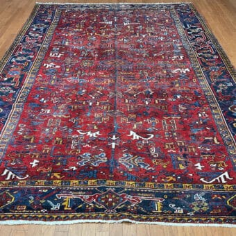 Persian Hand-knotted Antique 1920's Heriz Wool Rug (7'11 x 11'6)