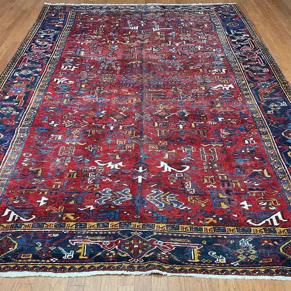 Persian Hand-knotted Antique 1920's Heriz Wool Rug (7'11 x 11'6)