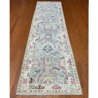 Afghan Hand-knotted Vegetable Dye Khotan Wool Runner (2'10 x 10')