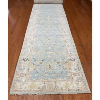 Afghan Hand-knotted Vegetable Dye Oushak Wool Runner (4' x 20'2)