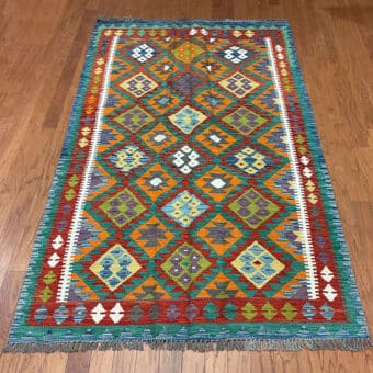 Afghan Hand-woven Wool Kilim (4'2 x 6'8)