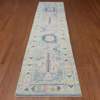Turkish Hand-knotted Oushak Wool Runner (3'3 x 12'11)