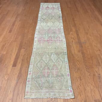 Turkish Hand-knotted Oushak Wool Runner (2'6 x 12'7)