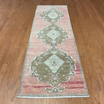Turkish Hand-knotted Oushak Wool Runner (3'4 x 10'11)