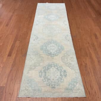 Turkish Hand-knotted Oushak Wool Runner (3'5 x 12')