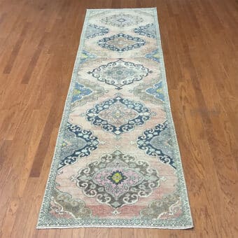 Turkish Hand-knotted Oushak Wool Runner (3'4 x 11'2)