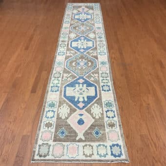 Turkish Hand-knotted Oushak Wool Runner (3'3 x 16')