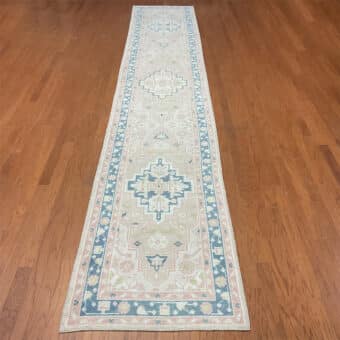 Turkish Hand-knotted Oushak Wool Runner (3' x 16'5)