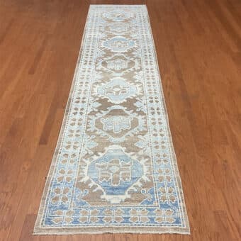 Turkish Hand-knotted Oushak Wool Runner (3'5 x 14'4)