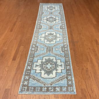 Turkish Hand-knotted Oushak Wool Runner (3'3 x 14'2)