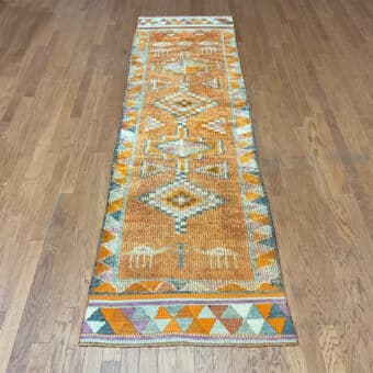 Turkish Hand-knotted Oushak Wool Runner (3' x 11'5)
